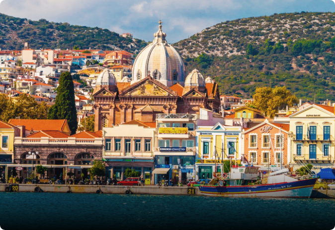 Mytilene harbour and castle, Lesvos capital